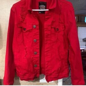 Copper Rivet Women's Vibrant Red Jean Jacket